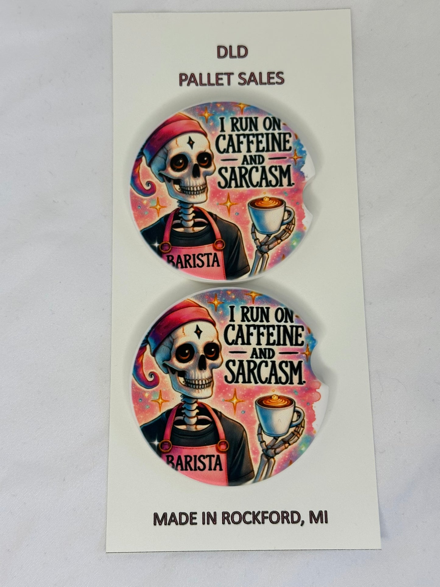 Caffeine and Sarcasm Car Coasters
