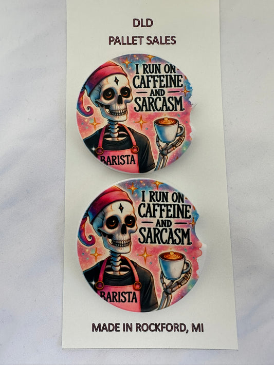Caffeine and Sarcasm Car Coasters