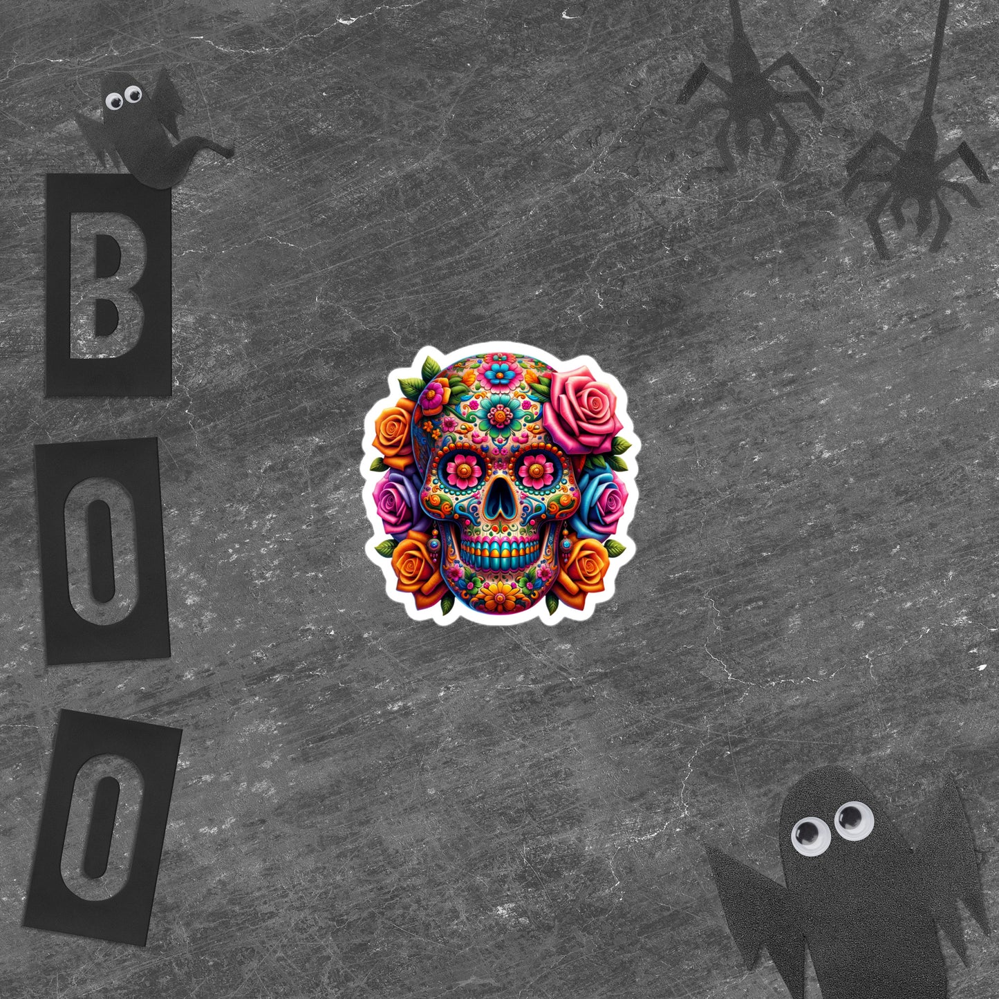 Sugar Skull w/Flowers Sticker