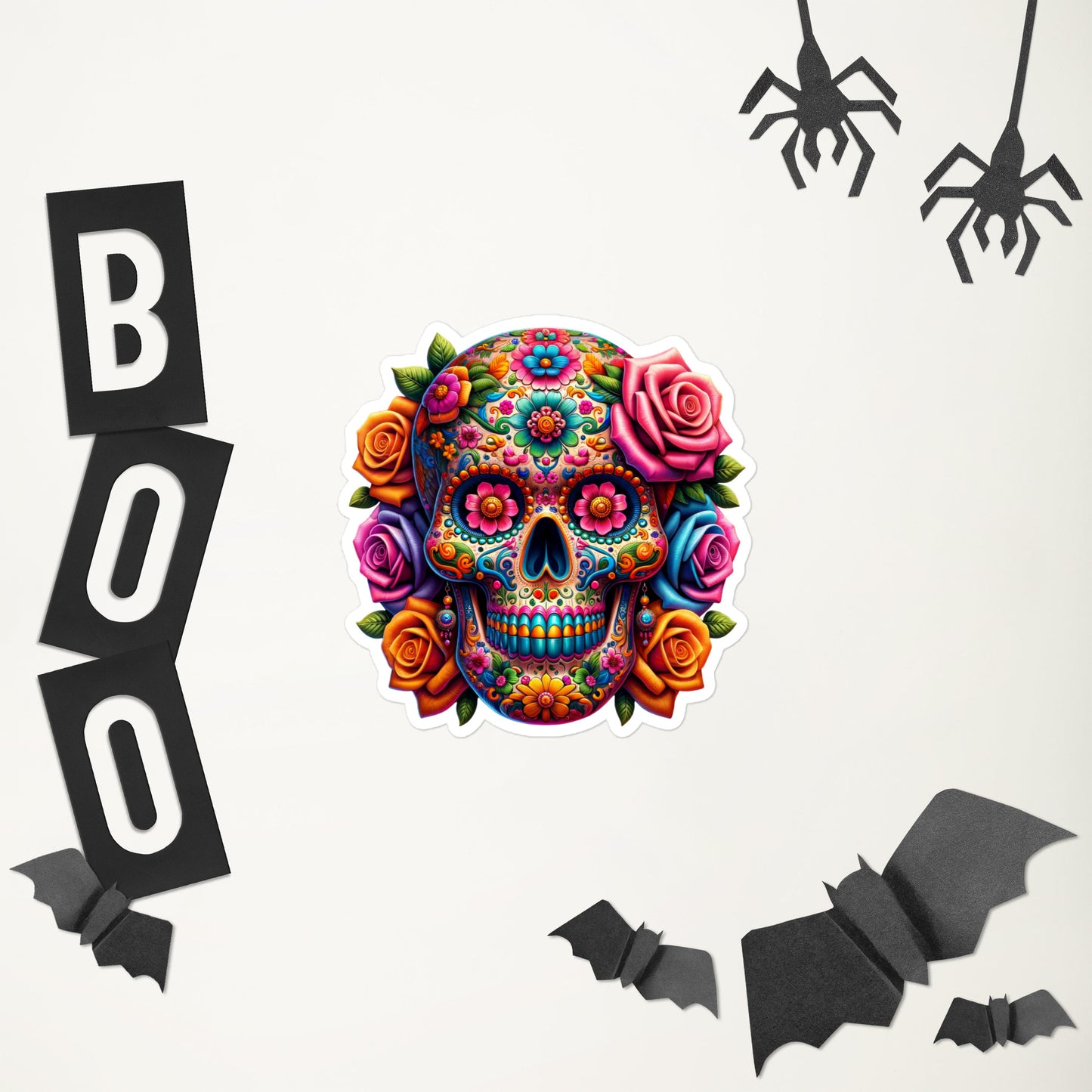 Sugar Skull w/Flowers Sticker
