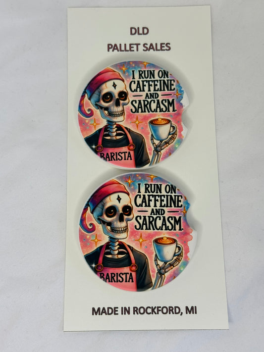 Caffeine and Sarcasm Car Coasters