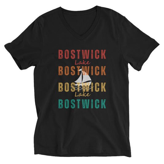 Bostwick Lake Unisex Short Sleeve V-Neck T-Shirt